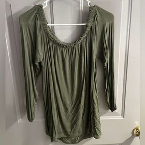 Green Hollister off the shoulder long sleeve shirt